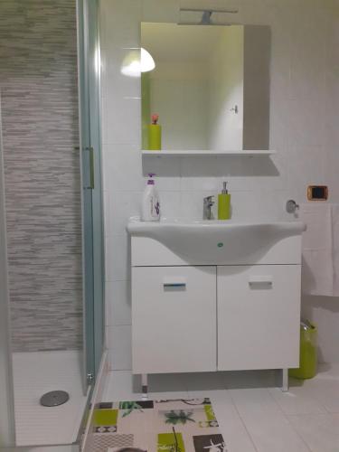 庞特卡格纳诺Vista Volo的浴室配有白色水槽和淋浴。