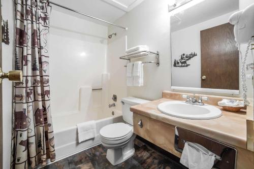 潘圭奇罗德威布莱斯峡谷酒店的一间带水槽、卫生间和镜子的浴室