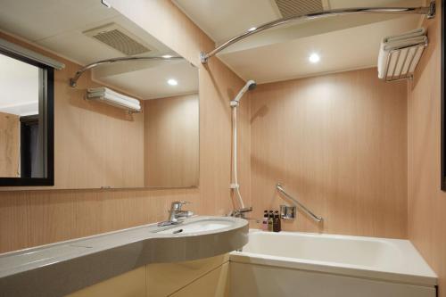 东京the b ochanomizu的一间带水槽和镜子的浴室