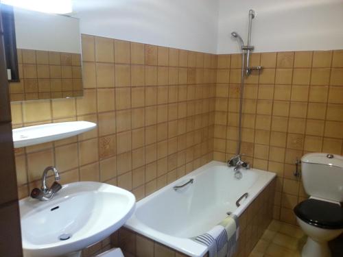 阿邦当斯乐蒙特若拉酒店的带浴缸、盥洗盆和卫生间的浴室