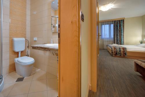 迪瓦查马罗维克酒店的一间带卫生间、水槽和床的浴室