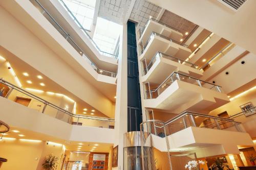 里加里加利泽内丽笙酒店的建筑中带天窗的楼梯