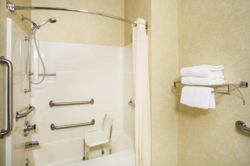 海伦娜海伦娜贝蒙特旅馆套房酒店的浴室配有浴缸、淋浴和毛巾。