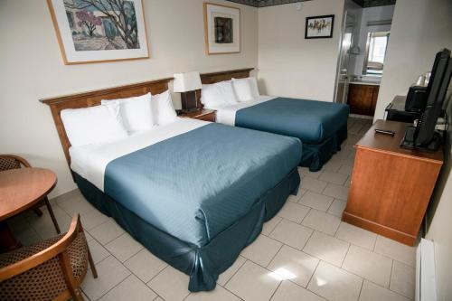 新奥尔良市Pacific Inn的酒店客房设有两张床和电视。