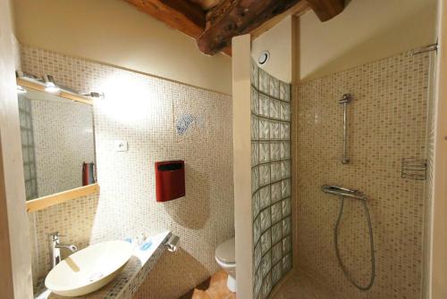 瓦卢伊斯Clot Saint Joseph - Gites & Chambres d'Hôtes的带淋浴、盥洗盆和卫生间的浴室