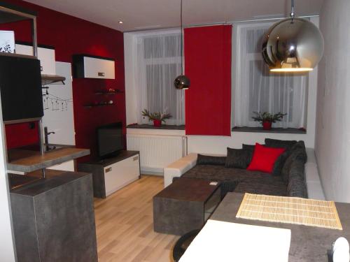 姆拉代布基里斯卡公寓的带沙发和电视的客厅