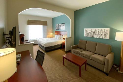 皮尔兰皮尔兰住宿酒店及套房 - 休斯顿南的酒店客房,配有床和沙发