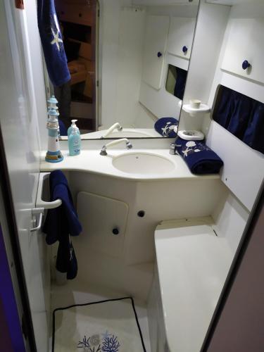 圣雷莫Sanremo charter boat and breakfast的一间带水槽和镜子的浴室