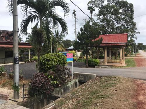 麻坡OPRO S&S Homestay Pagoh Malay Only的一条有建筑、棕榈树和标志的街道