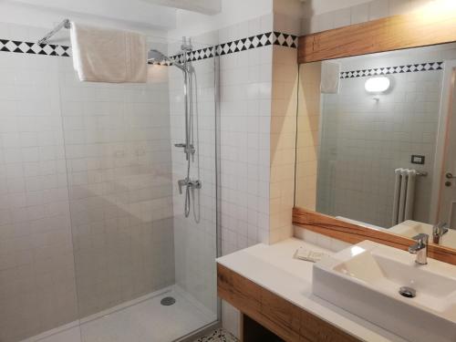 莱切铁托斯奇帕住宿加早餐酒店的一间带水槽和淋浴的浴室