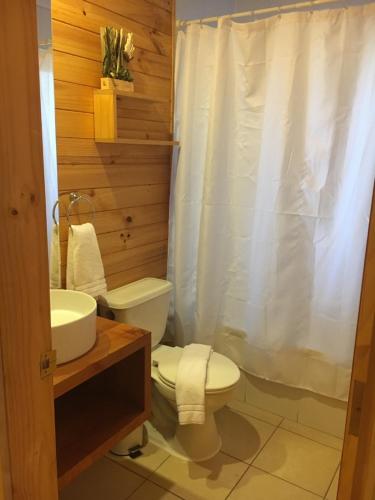 潘吉普伊博尔戈拉福凯恩度假屋的一间带卫生间和水槽的浴室