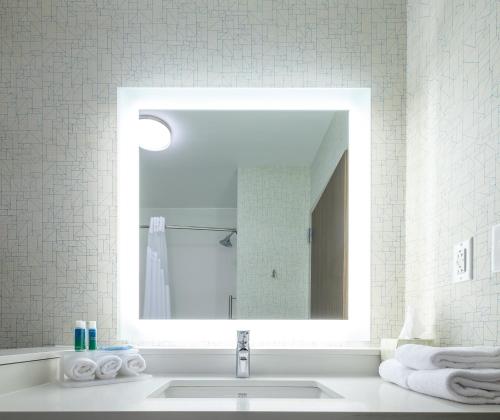 伊根伊根智选假日套房酒店 - 明尼阿波利斯地区的一间带水槽和镜子的浴室