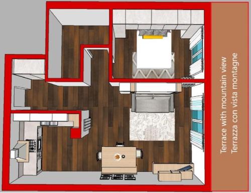 法申ILIA House的一间设有浴室的客房的平面图