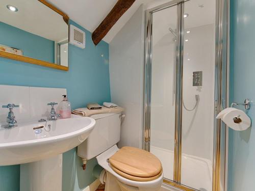 AshreigneyHope Cottage的浴室配有卫生间、盥洗盆和淋浴。