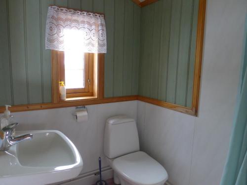 RendalenRomenstad Hytter的一间带卫生间、水槽和镜子的浴室