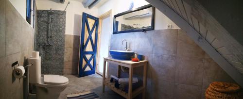 莫伊西德约斯Cheia 99的浴室配有蓝色水槽和卫生间。