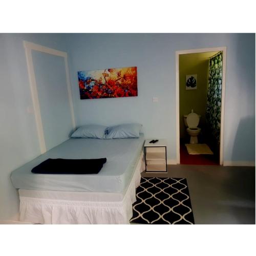 Cap EstateCareffe Suites Unit 4的一间卧室配有一张壁画床