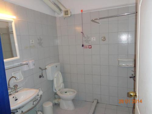 奥雷伊Porto Kairis的一间带卫生间和水槽的浴室