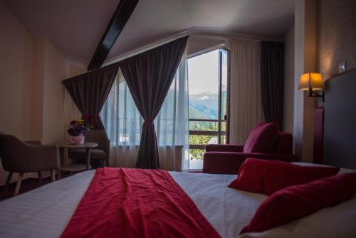 锡纳亚马雷亚尼亚格拉酒店的酒店客房设有一张床和一个大窗户