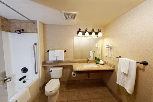 拉斯维加斯银柒酒店及赌场的浴室配有卫生间、盥洗盆和淋浴。