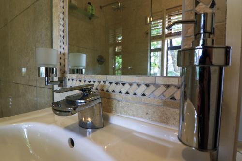 姆通济尼@93 Accommodation的浴室水槽设有水龙头和镜子