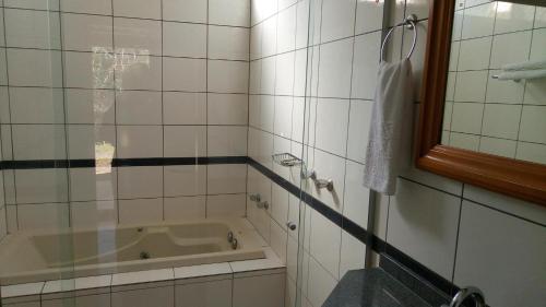 阿普卡拉纳佩德拉斯湖酒店的带浴缸、水槽和镜子的浴室