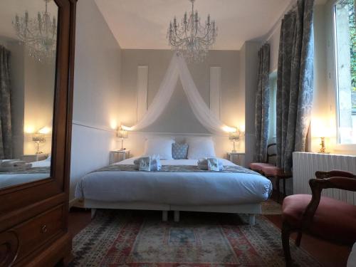 阿姆博斯Le 31 B&B Amboise Centre的一间卧室配有一张带白色天篷的大床