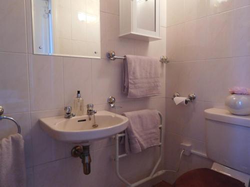 因弗内斯The Castle B&B的白色的浴室设有水槽和卫生间。