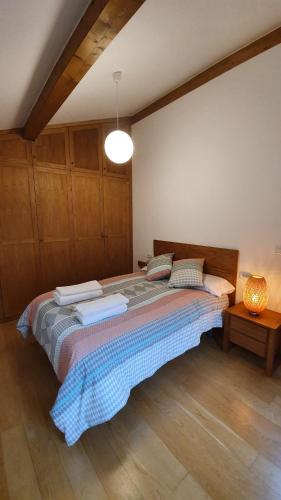 阿拉力兹Casa Manuela的一间卧室配有一张带蓝色毯子的大床