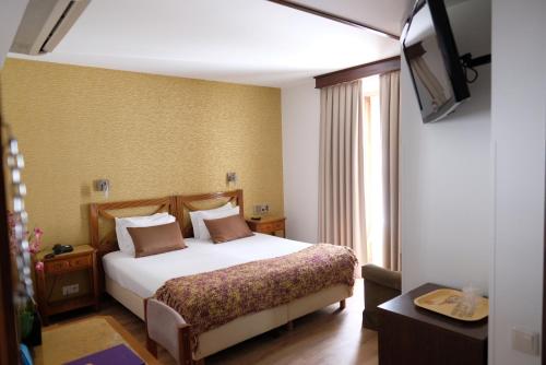 布拉加索菲亚多纳酒店的酒店客房,配有床和电视