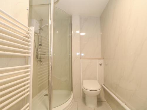 HenstridgeFrodos的带淋浴和卫生间的白色浴室