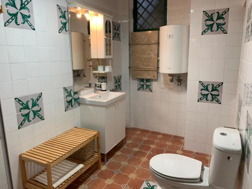 兰哈龙Villa Loza Dorada的一间带卫生间和水槽的浴室