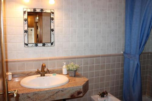 卡皮雷拉Apartamentos Rurales Rosendo: La Orquídea的一间带水槽和镜子的浴室