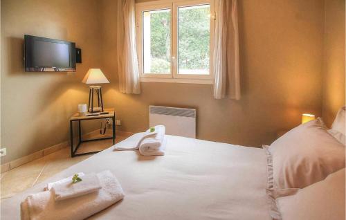 阿尔加约拉Awesome Home In Algajola With Wifi的卧室配有一张大白色床和窗户