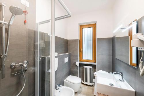 阿尔杰尼奥阿鲁杰尼诺酒店的一间带水槽、卫生间和淋浴的浴室