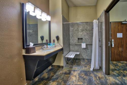 拉伯克拉伯克南部智选假日酒店的一间带水槽、淋浴和镜子的浴室