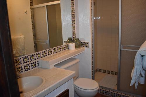 罗萨里托La Paloma Beach&Tennis Resort的浴室配有卫生间、盥洗盆和淋浴。