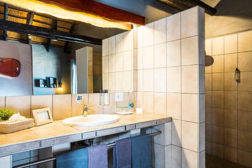奥马鲁鲁Ai Aiba - The Rock Painting Lodge的一间带水槽和镜子的浴室
