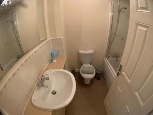 科比Harpers brook house, Netflix TVs and fast WIFI的一间带水槽和卫生间的小浴室