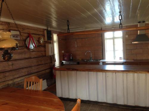 DalaröVandrarhemmet Lotsen的厨房配有柜台、水槽和窗户