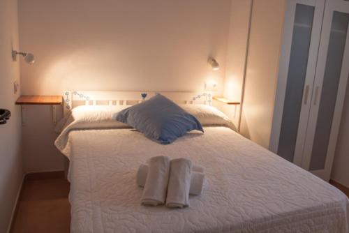 BisaurriCasa Javier的一间卧室配有一张床,上面有两条毛巾