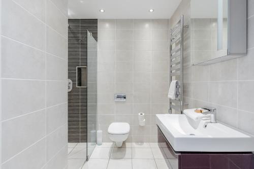 布拉克内尔客房空间服务公寓 - 新领主宅邸的白色的浴室设有水槽和卫生间。
