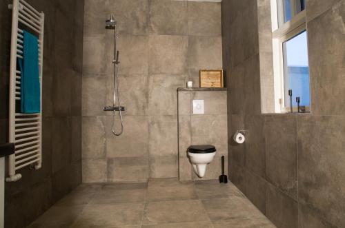 惠拉盖尔济Varmi Guesthouse Apartments & rooms的一间带卫生间和淋浴的浴室