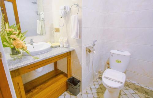 曼德勒Mandalay Lodge Hotel的白色的浴室设有卫生间和水槽。