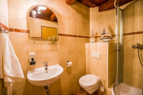 兹诺伊莫La Port的一间带水槽、卫生间和淋浴的浴室