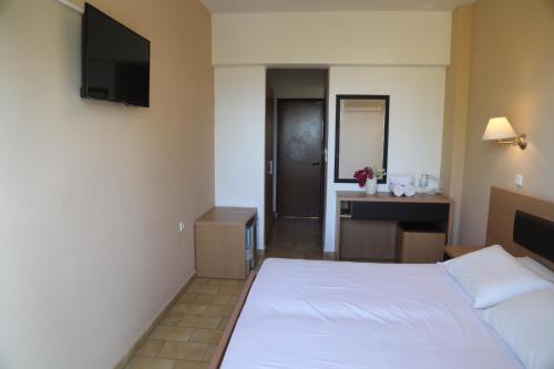 帕拉代西翁罗德阳光酒店 的一间卧室配有一张床、一张书桌和一台电视