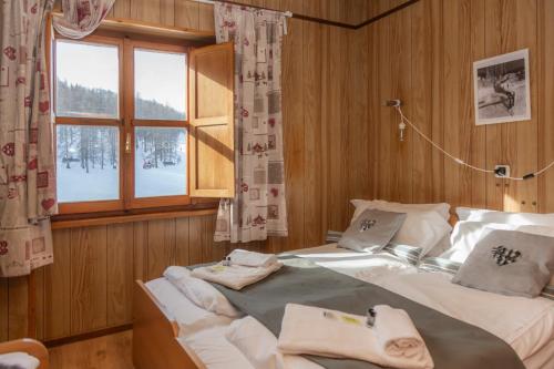 萨奥兹-杜尔克斯蒙特崔普雷克斯酒店的一间卧室设有两张床和窗户。