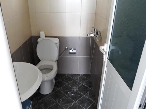 德尔米Vela e Bardhe的一间带卫生间和淋浴的小浴室