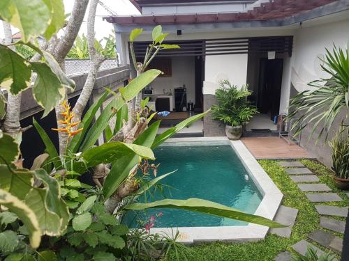 坎古艾力特巴厘岛别墅的一座房子的院子内的小型游泳池