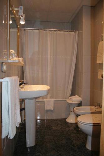 卡索拉公园酒店的一间带水槽、卫生间和淋浴的浴室